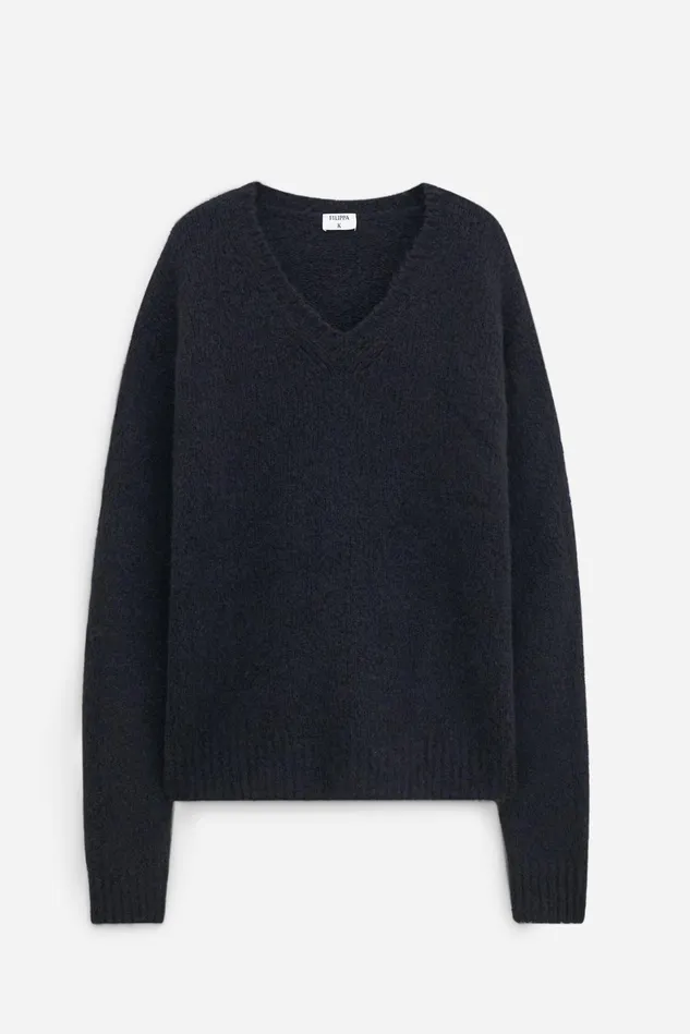 WomenMen Soft Alpaca VNeck Sweater Black Filippa K Knitwear