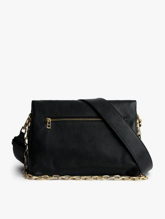 WomenMen Zadig and Voltaire Shoulder Bags Rocky Bag Noir Gold WomenMen Zadig and Voltaire Shoulder Bags Rocky Bag Noir Gold