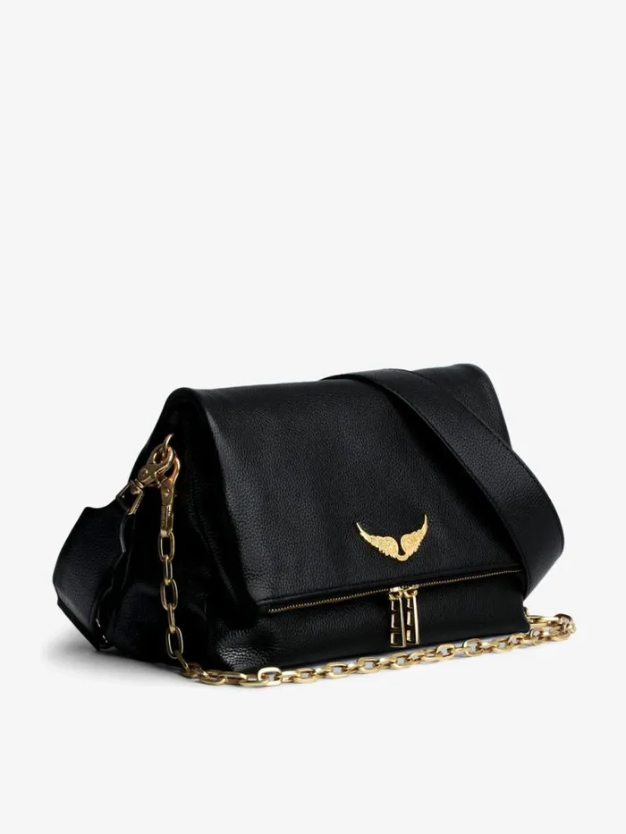 WomenMen Zadig and Voltaire Shoulder Bags Rocky Bag Noir Gold WomenMen Zadig and Voltaire Shoulder Bags Rocky Bag Noir Gold
