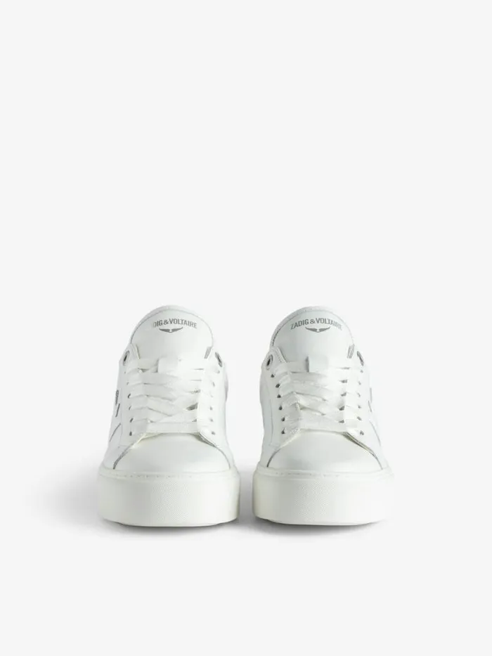 WomenMen Zadig and Voltaire Sneakers ZV1747 La Flash LowTop Platform Sneakers White