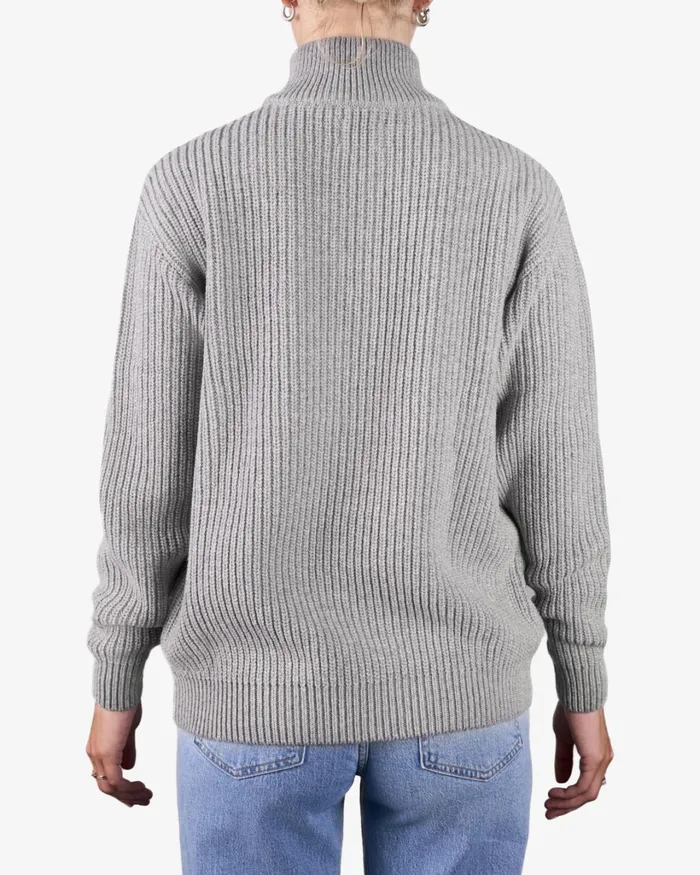 Women Merino Quarter Zip Navy Blue Colorful Standard Knit Sweaters