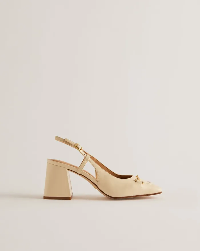 Women MEYA 8211 Leather Slingback Block Heel Shoes Ecru Ted Baker Heels Women MEYA 8211 Leather Slingback Block Heel Shoes Ecru Ted Baker Heels
