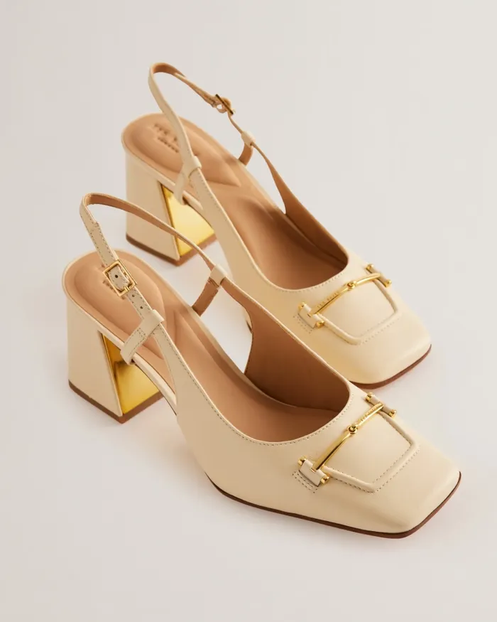 Women MEYA 8211 Leather Slingback Block Heel Shoes Ecru Ted Baker Heels Women MEYA 8211 Leather Slingback Block Heel Shoes Ecru Ted Baker Heels