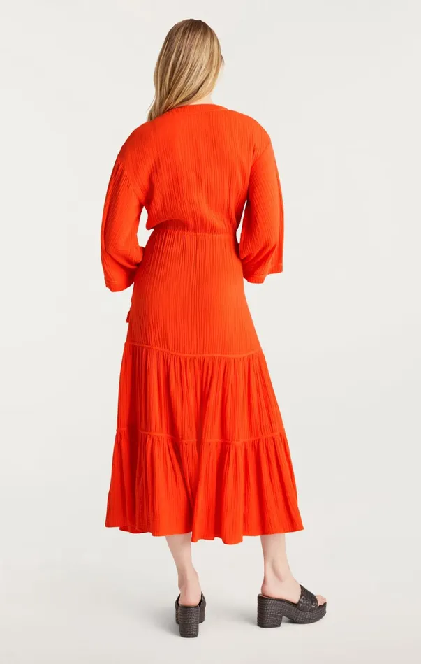 Women Midi Cinq Sept Crinkle Tencel Torey Dress Bisou