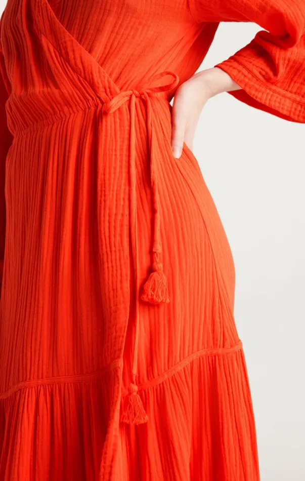 Women Midi Cinq Sept Crinkle Tencel Torey Dress Bisou