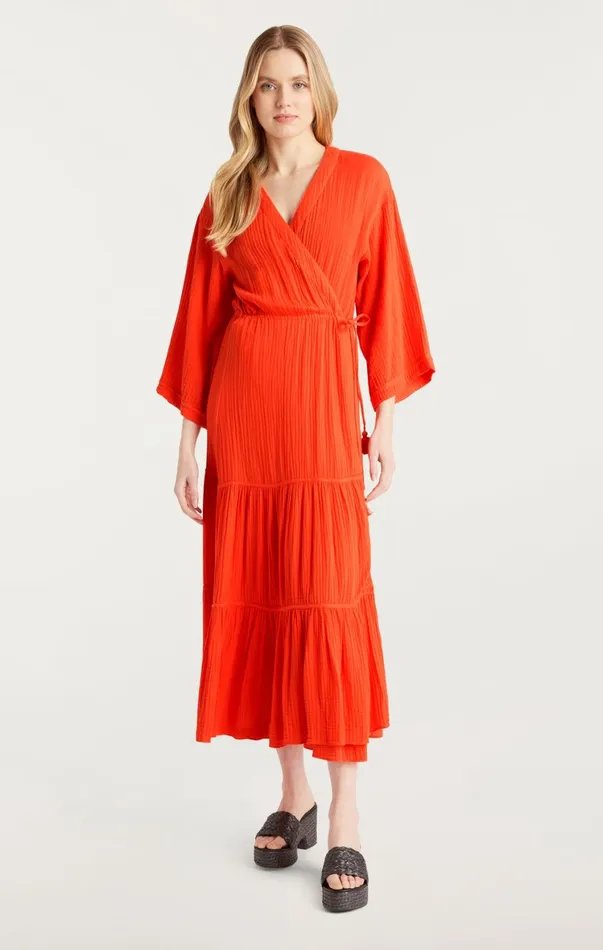 Women Midi Cinq Sept Crinkle Tencel Torey Dress Bisou