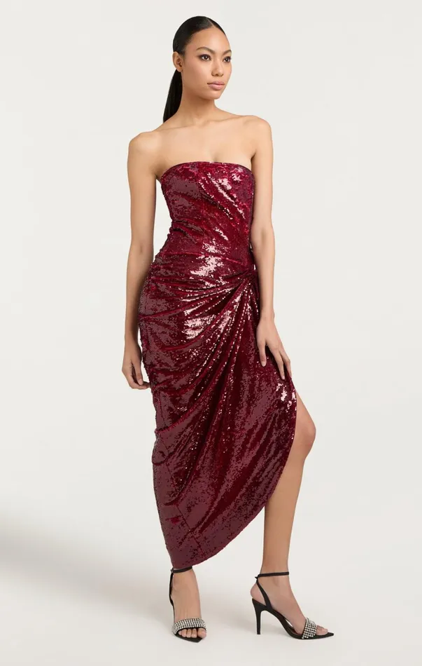 Women Midi Cinq Sept Shea Dress Oxblood