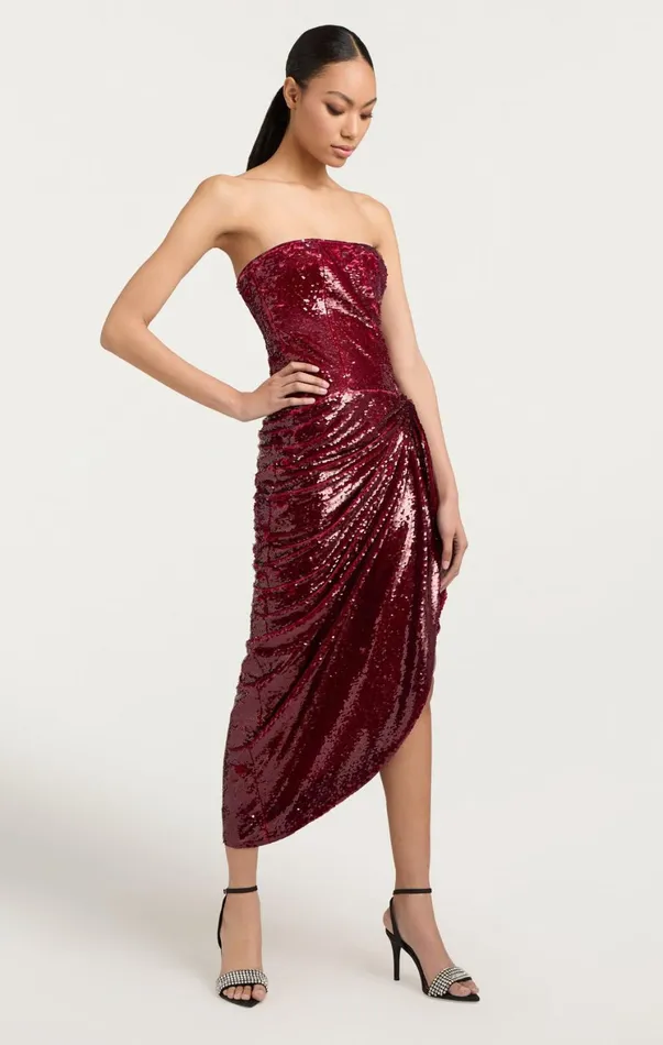 Women Midi Cinq Sept Shea Dress Oxblood