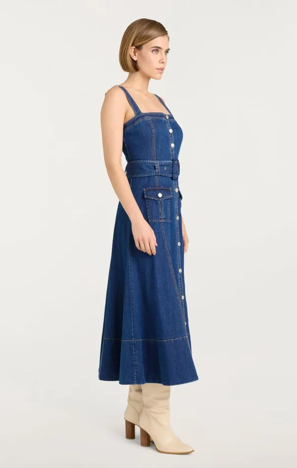 Women Midi Cinq Sept Vega Dress Medium Wash