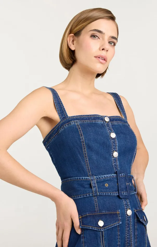 Women Midi Cinq Sept Vega Dress Medium Wash