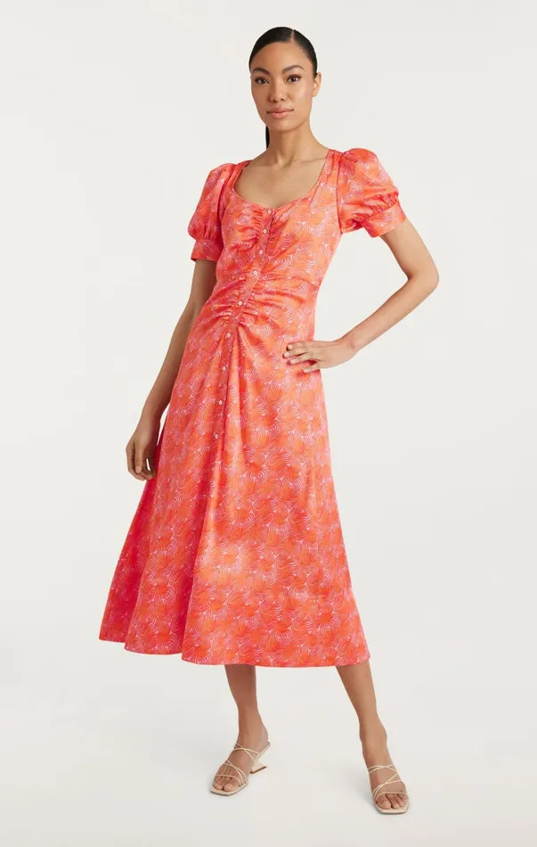 Women Midi Cinq Sept Ximena Dress Pale Flamingoorange