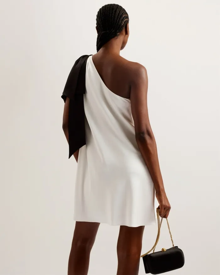Women MIDORI 8211 One Shoulder Bow Detail Mini Dress Ivory Ted Baker Dresses