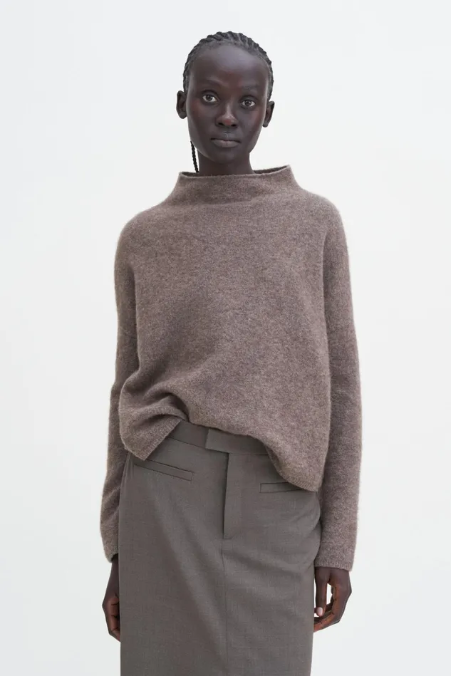 Women Mika Yak Funnelneck Sweater Dark Taupe Melange Filippa K Knitwear