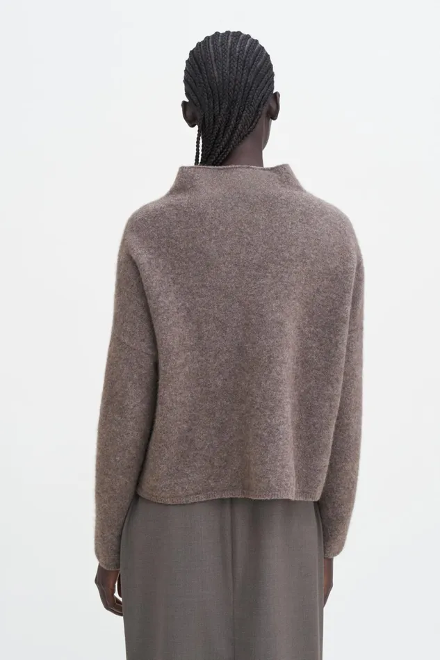 Women Mika Yak Funnelneck Sweater Dark Taupe Melange Filippa K Knitwear
