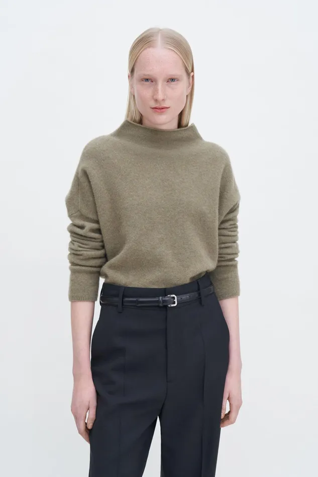 Women Mika Yak Funnelneck Sweater Faded Moss Filippa K Knitwear