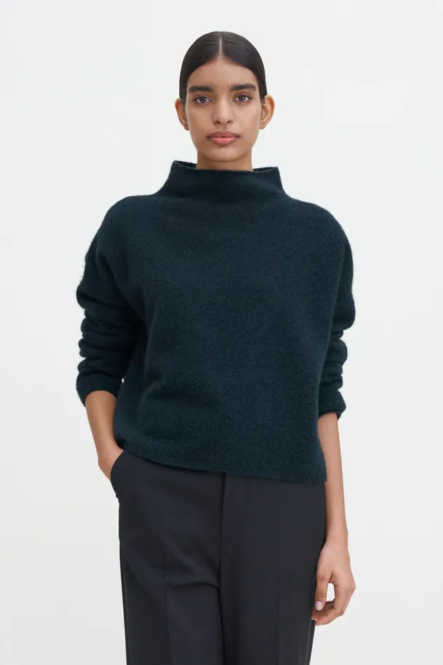 Women Mika Yak Funnelneck Sweater Forest Green Filippa K Knitwear