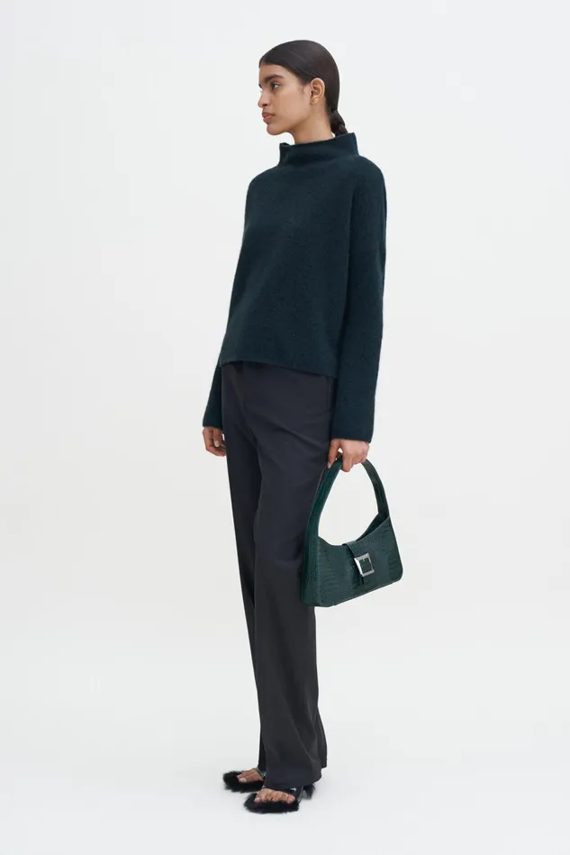 Women Mika Yak Funnelneck Sweater Forest Green Filippa K Knitwear