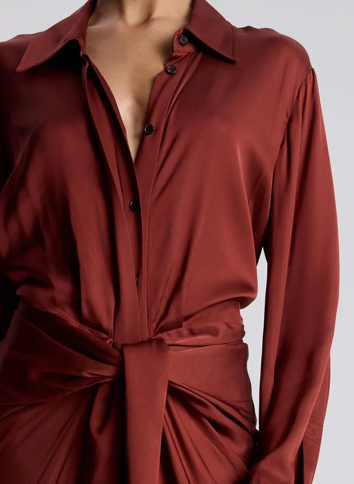 Women Mila Satin Maxi Shirtdress Bosco ALC Dresses