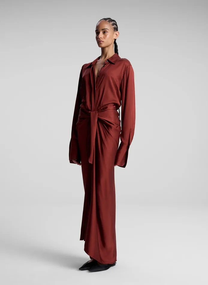 Women Mila Satin Maxi Shirtdress Bosco ALC Dresses
