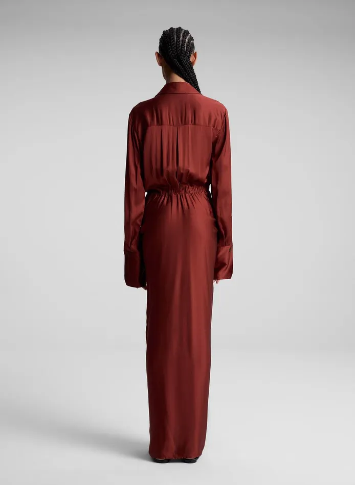 Women Mila Satin Maxi Shirtdress Bosco ALC Dresses