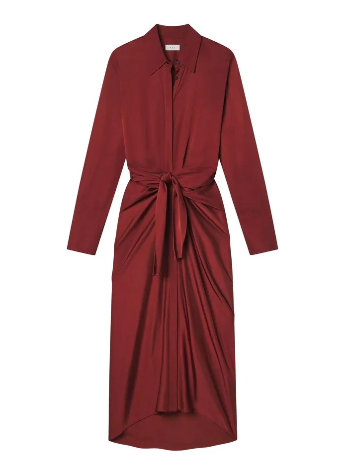 Women Mila Satin Maxi Shirtdress Bosco ALC Dresses