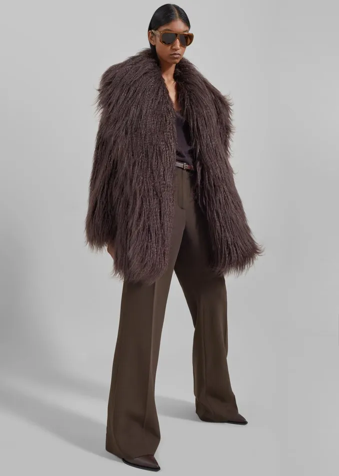 Women Miley Faux Fur Jacket 8211 Brown The Frankie Shop Outerwear
