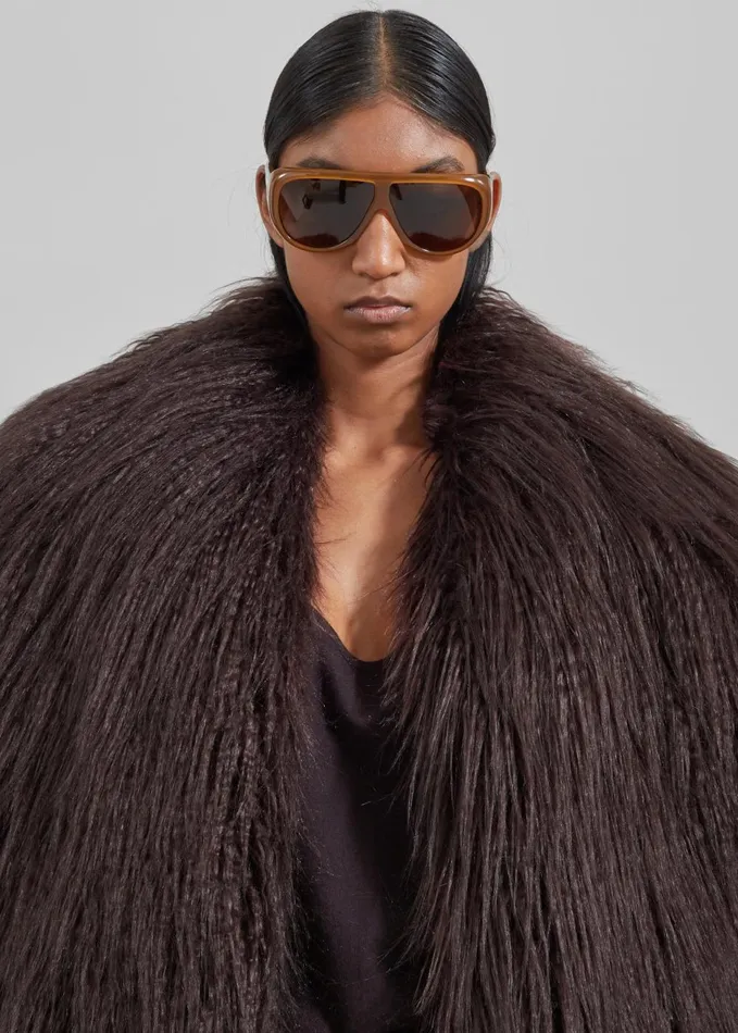 Women Miley Faux Fur Jacket 8211 Brown The Frankie Shop Outerwear