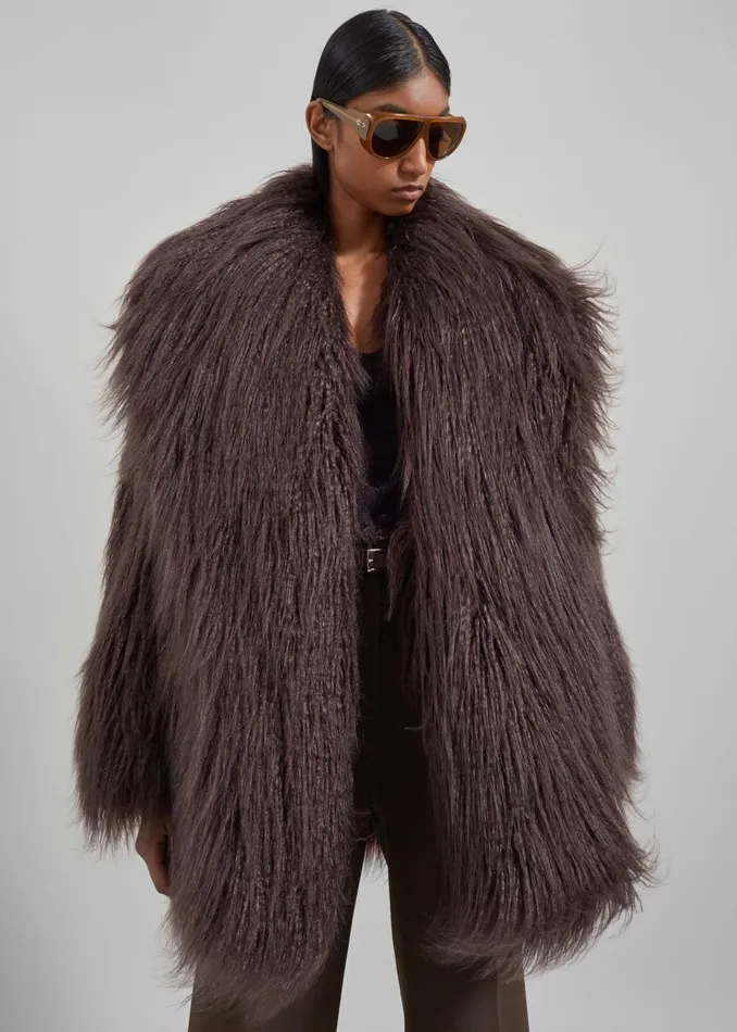 Women Miley Faux Fur Jacket 8211 Brown The Frankie Shop Outerwear