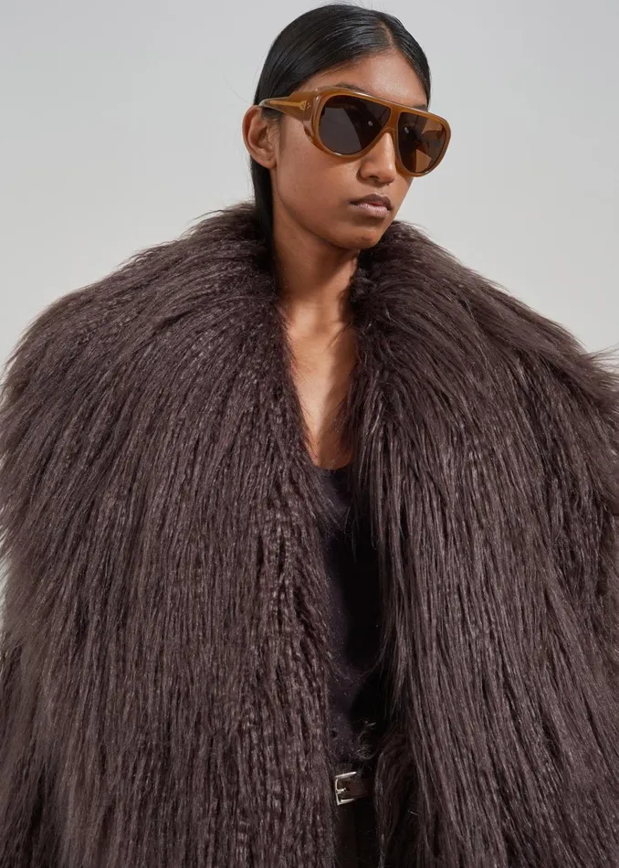 Women Miley Faux Fur Jacket 8211 Brown The Frankie Shop Outerwear