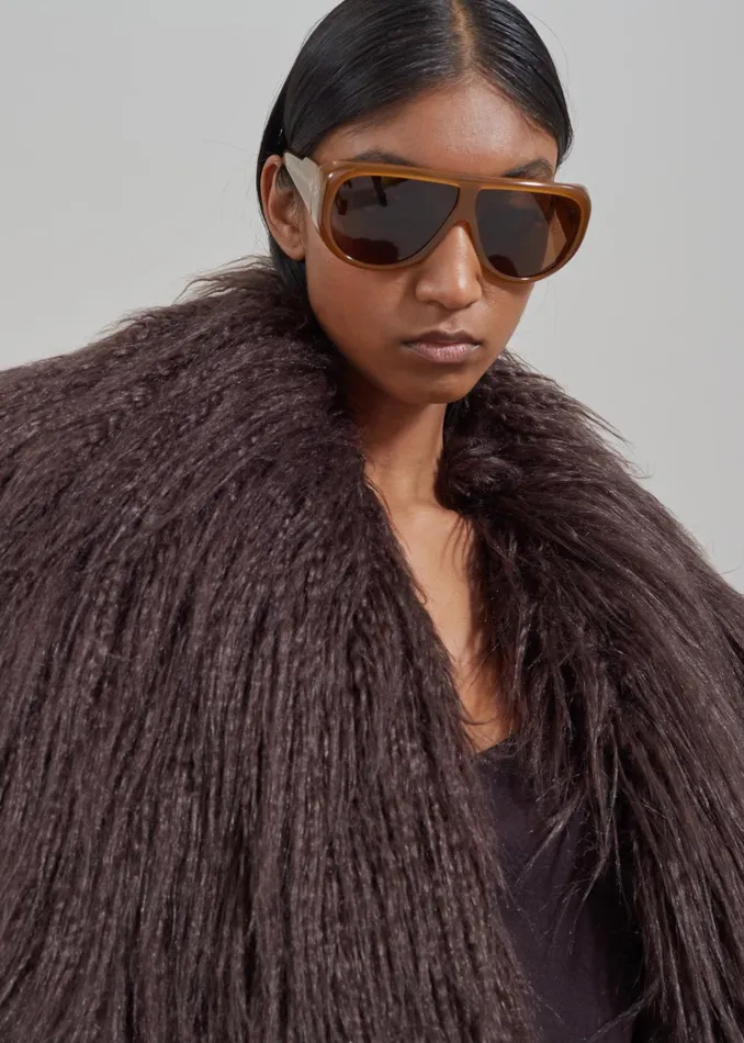 Women Miley Faux Fur Jacket 8211 Brown The Frankie Shop Outerwear