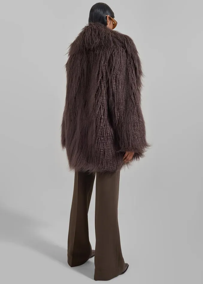 Women Miley Faux Fur Jacket 8211 Brown The Frankie Shop Outerwear