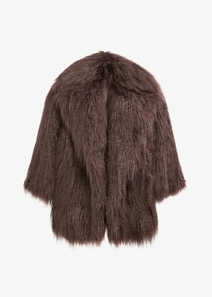 Women Miley Faux Fur Jacket 8211 Brown The Frankie Shop Outerwear