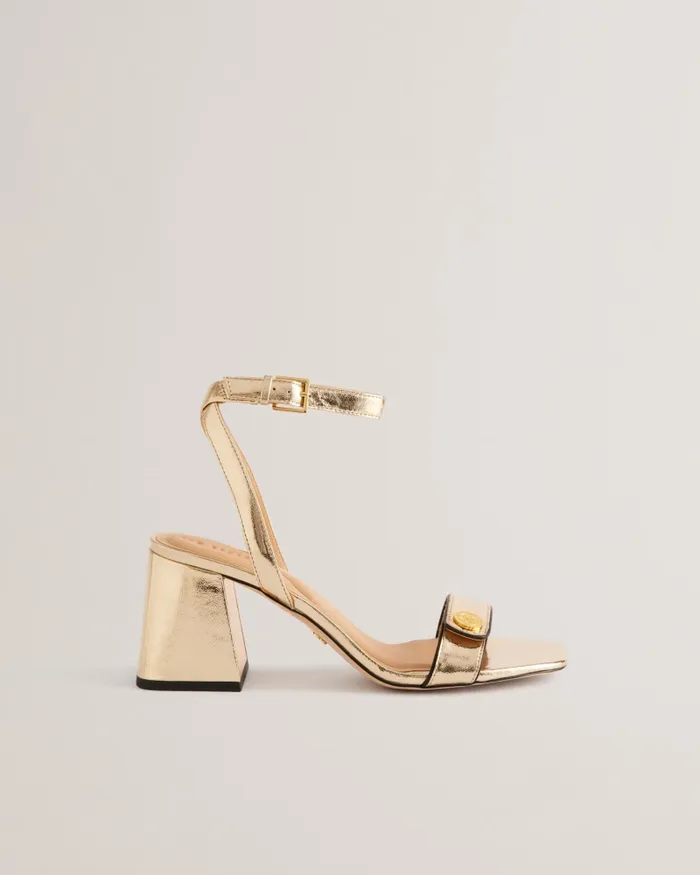 Women MILLIIY 8211 Block Heel Sandals With Coin Detail Gold Ted Baker Heels
