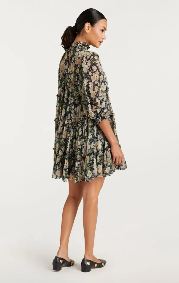 Women Mini Cinq Sept Cosmo Flowers Olive Dress Blacklondon Fog