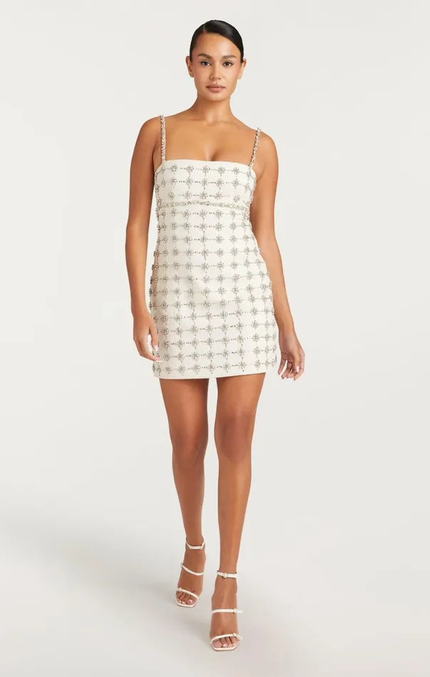 Women Mini Cinq Sept Satine Dress Ivorysilver