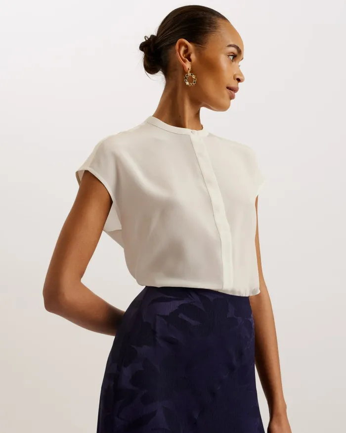 Women MIYOKOE 8211 Straight Fit Cap Sleeve Silk Blouse Ivory Ted Baker Tops and Blouses Women MIYOKOE 8211 Straight Fit Cap Sleeve Silk Blouse Ivory Ted Baker Tops and Blouses