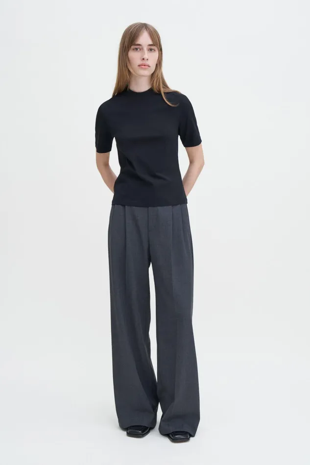 Women Mock Neck Tee Black Filippa K Tops