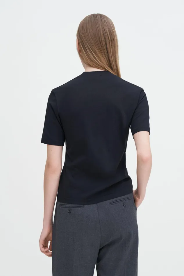 Women Mock Neck Tee Black Filippa K Tops