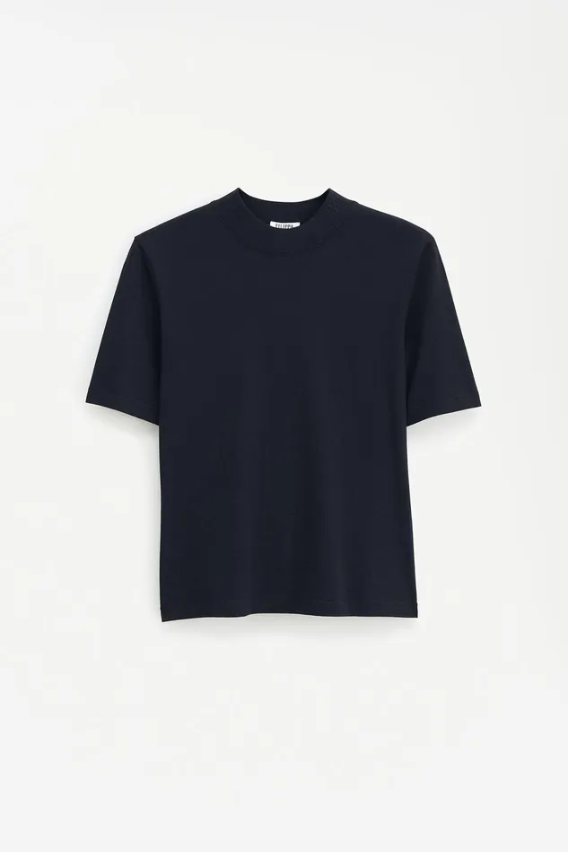 Women Mock Neck Tee Black Filippa K Tops