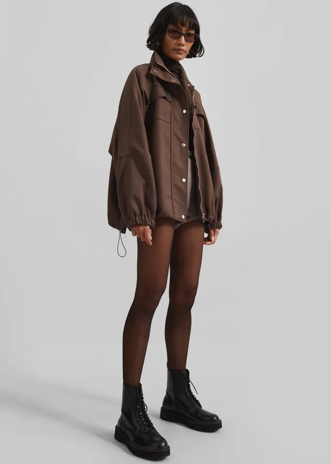 Women Monroy Utility Jacket 8211 Brown The Frankie Shop Outerwear