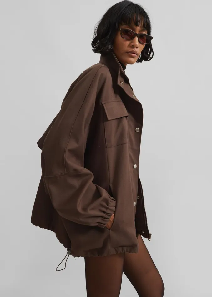 Women Monroy Utility Jacket 8211 Brown The Frankie Shop Outerwear