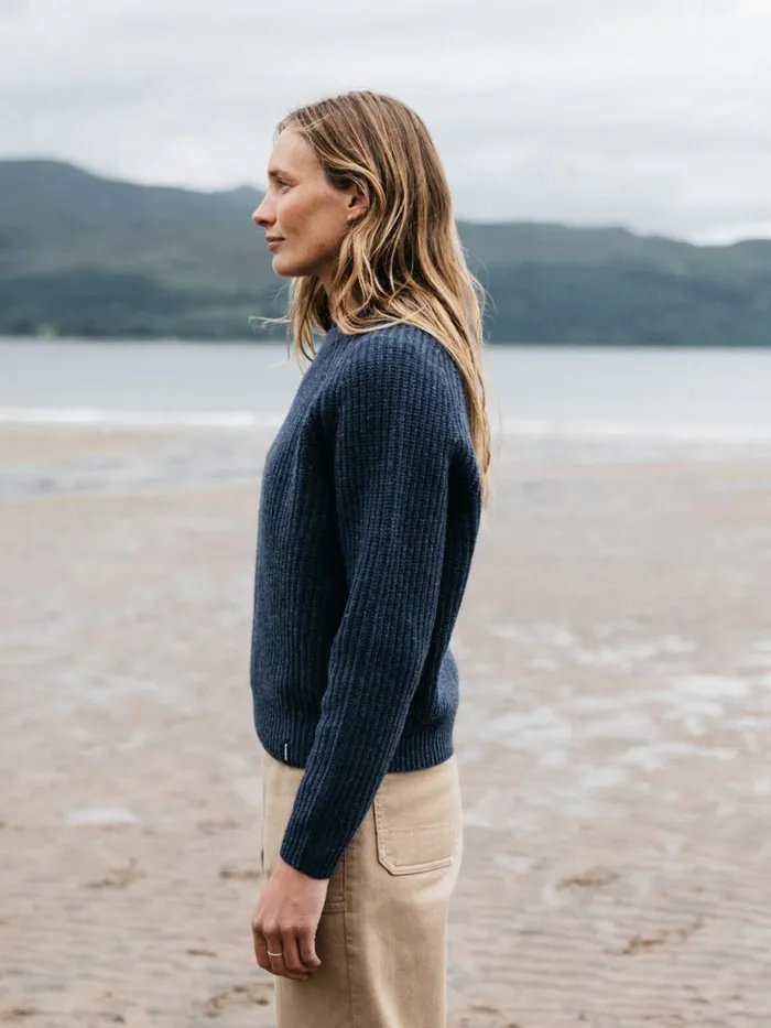 Women Mora Knit Jumper Navy Finisterre Knitwear