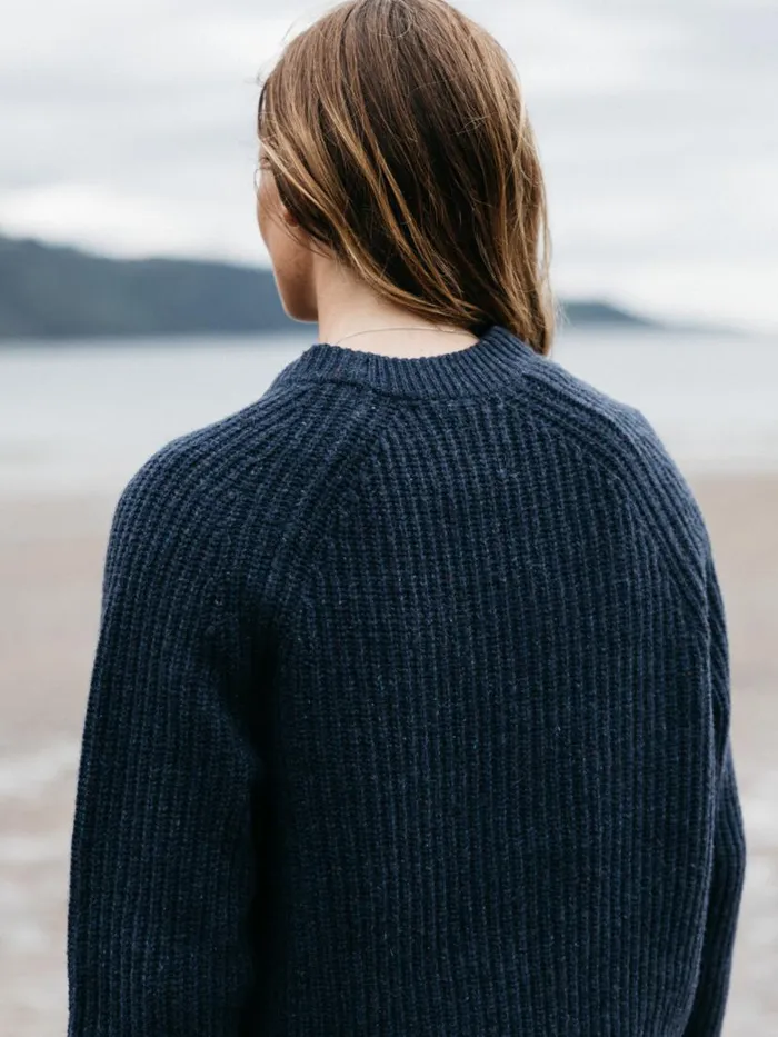 Women Mora Knit Jumper Navy Finisterre Knitwear