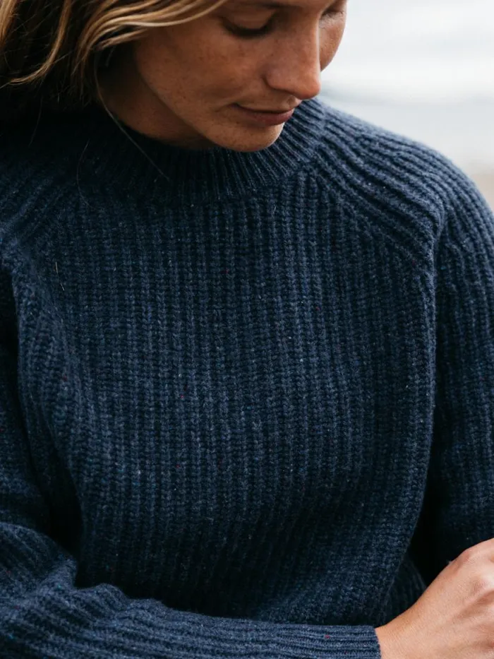 Women Mora Knit Jumper Navy Finisterre Knitwear