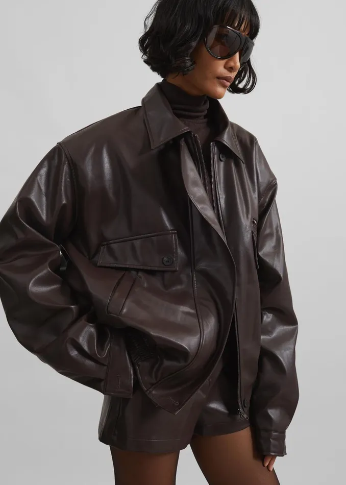 Women Naica Padded Faux Leather Jacket 8211 Brown The Frankie Shop Outerwear