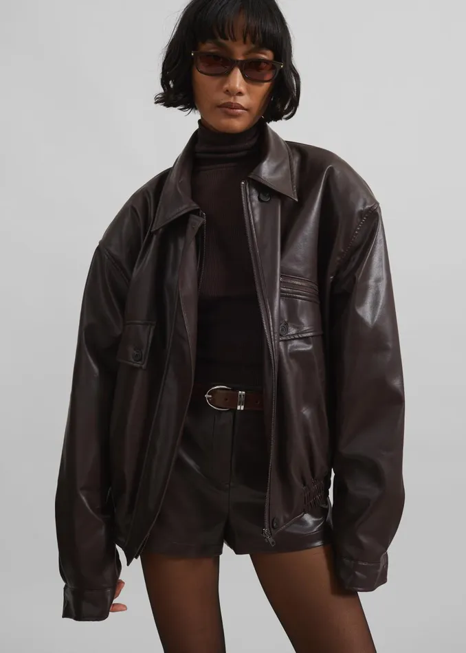 Women Naica Padded Faux Leather Jacket 8211 Brown The Frankie Shop Outerwear