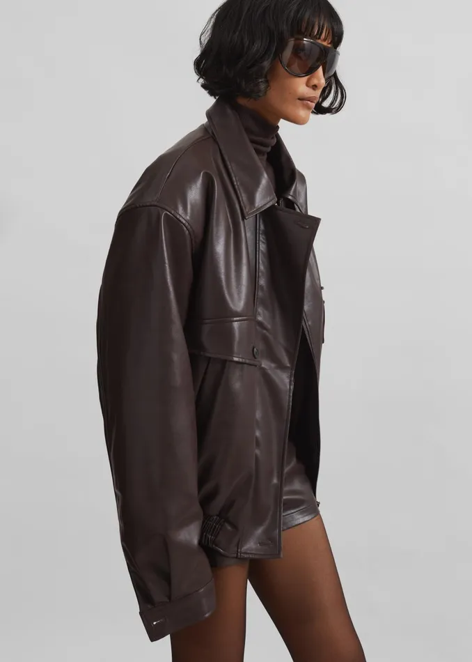 Women Naica Padded Faux Leather Jacket 8211 Brown The Frankie Shop Outerwear