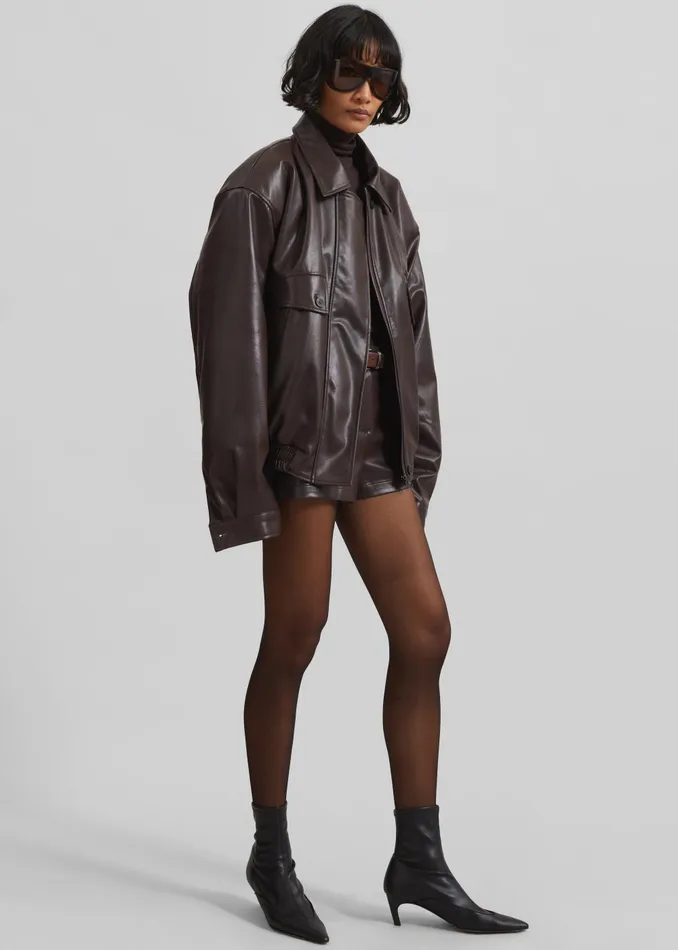 Women Naica Padded Faux Leather Jacket 8211 Brown The Frankie Shop Outerwear