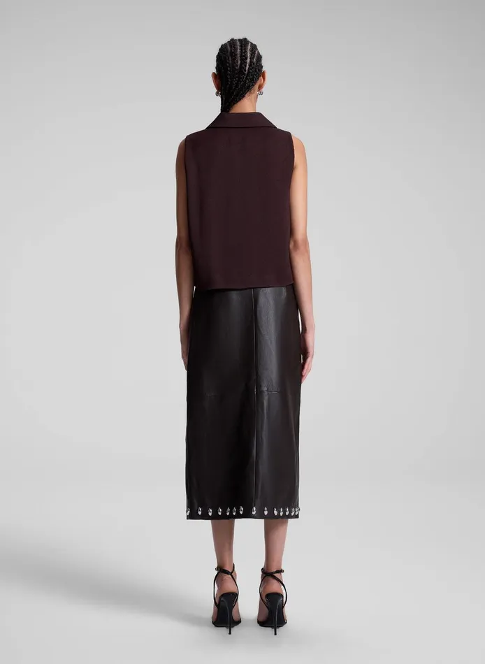 Women Naomi Studded Leather Midi Skirt Ganache ALC Skirts