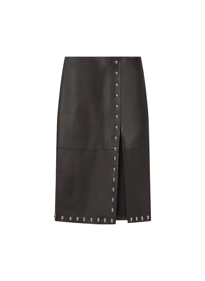 Women Naomi Studded Leather Midi Skirt Ganache ALC Skirts